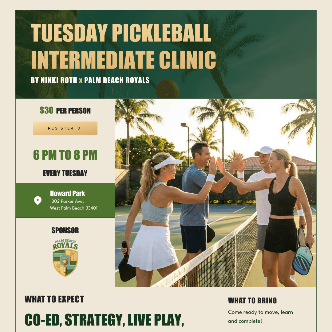 Intermediate Pickleball Clinic by the Palm Beach Royals x Nikki Roth